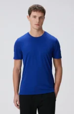 Bisiklet Yaka Saks Mavi T-Shirt Erkek