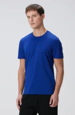 Bisiklet Yaka Saks Mavi T-Shirt Erkek - Görsel 4