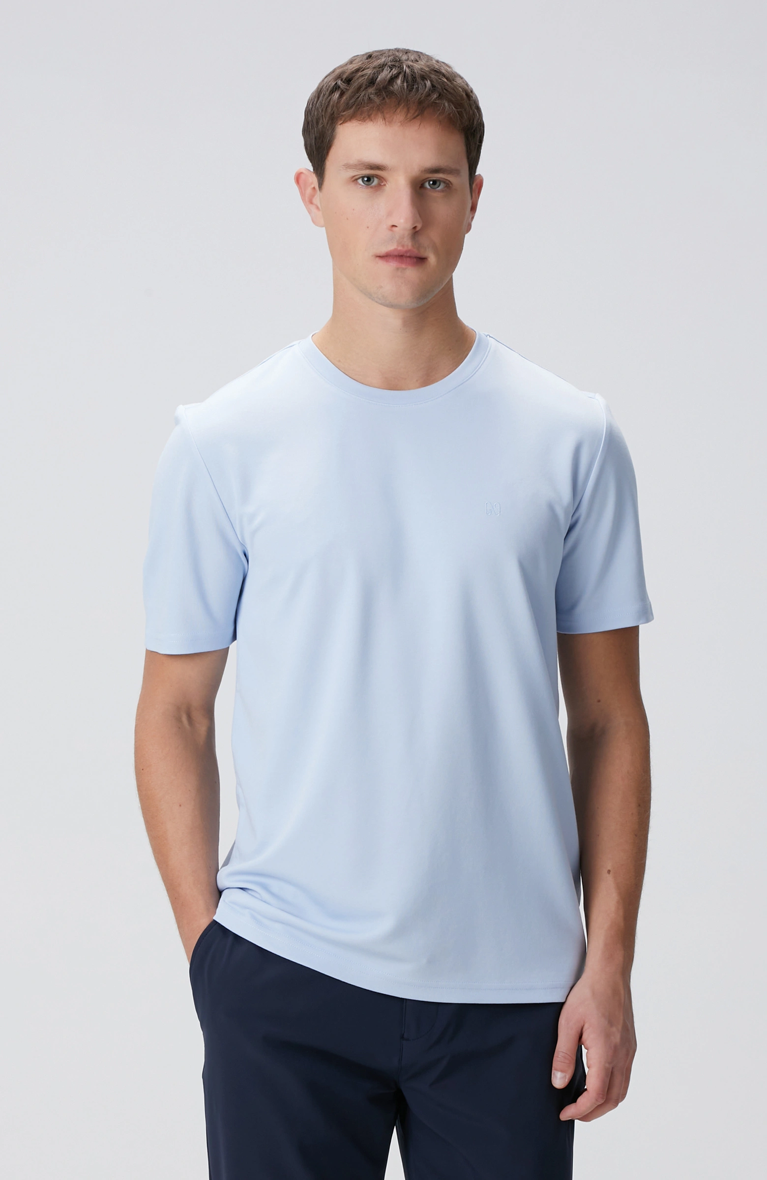 8683798803675_1 Bisiklet Yaka Açık Mavi T-Shirt Erkek - Görsel 1