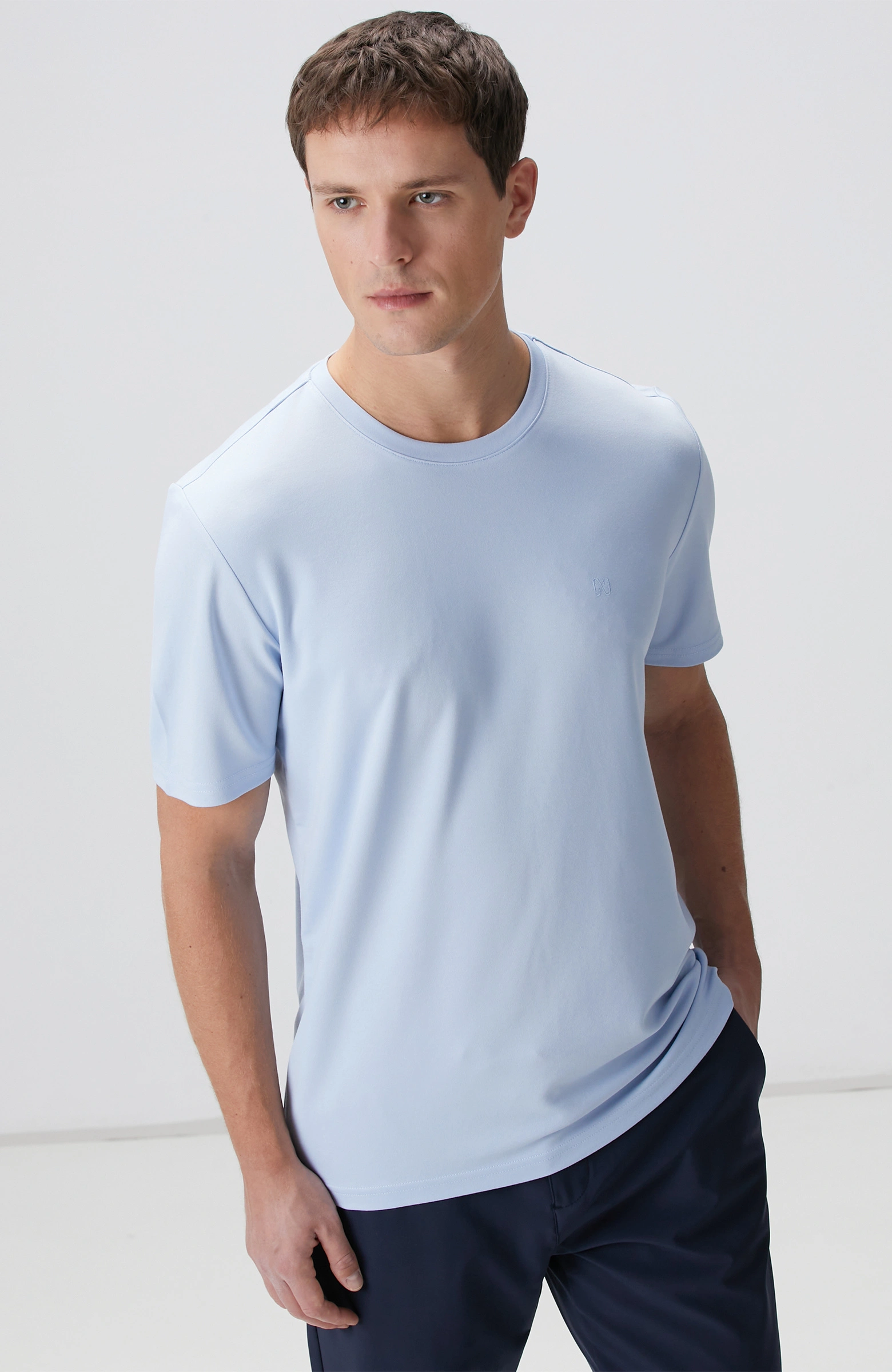 8683798803675_2 Bisiklet Yaka Açık Mavi T-Shirt Erkek - Görsel 4