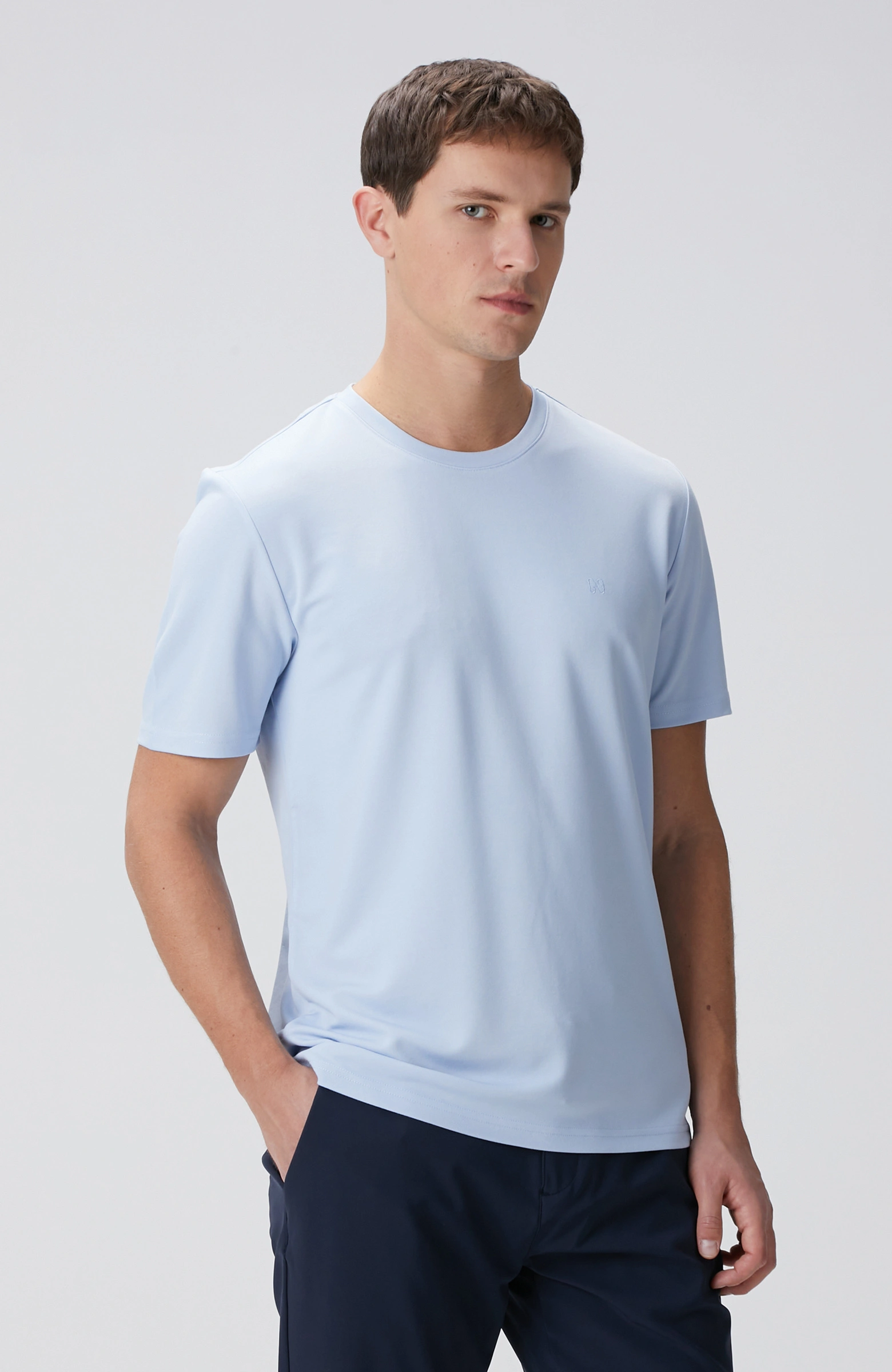 8683798803675_4 Bisiklet Yaka Açık Mavi T-Shirt Erkek - Görsel 6