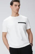 Bisiklet Yaka Beyaz Çizgi Detaylı T-Shirt Erkek - Görsel 2