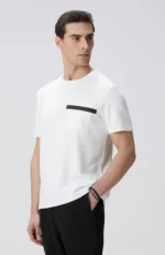 Bisiklet Yaka Beyaz Çizgi Detaylı T-Shirt Erkek - Görsel 4