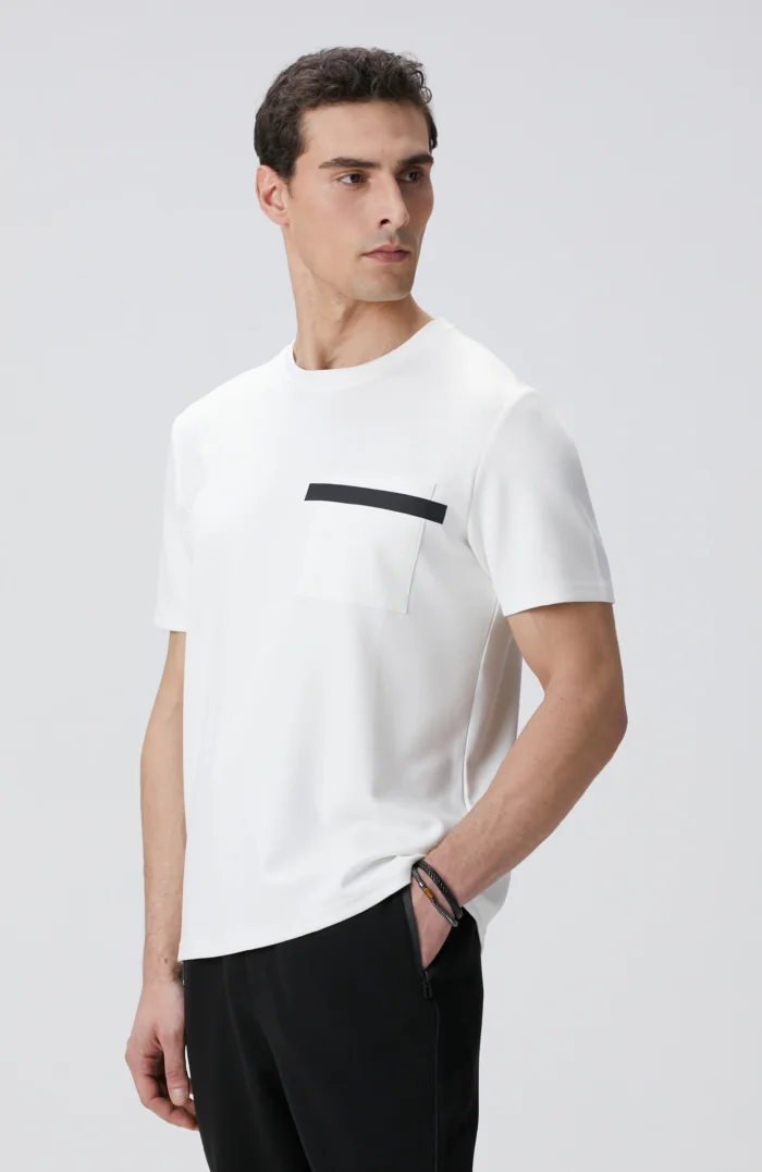 Bisiklet Yaka Beyaz Çizgi Detaylı T-Shirt Erkek - Görsel 4
