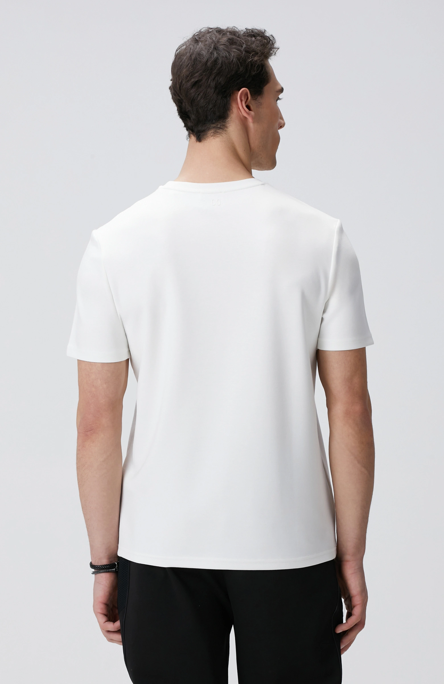 8683798803873_5 Bisiklet Yaka Beyaz Çizgi Detaylı T-Shirt Erkek - Görsel 5