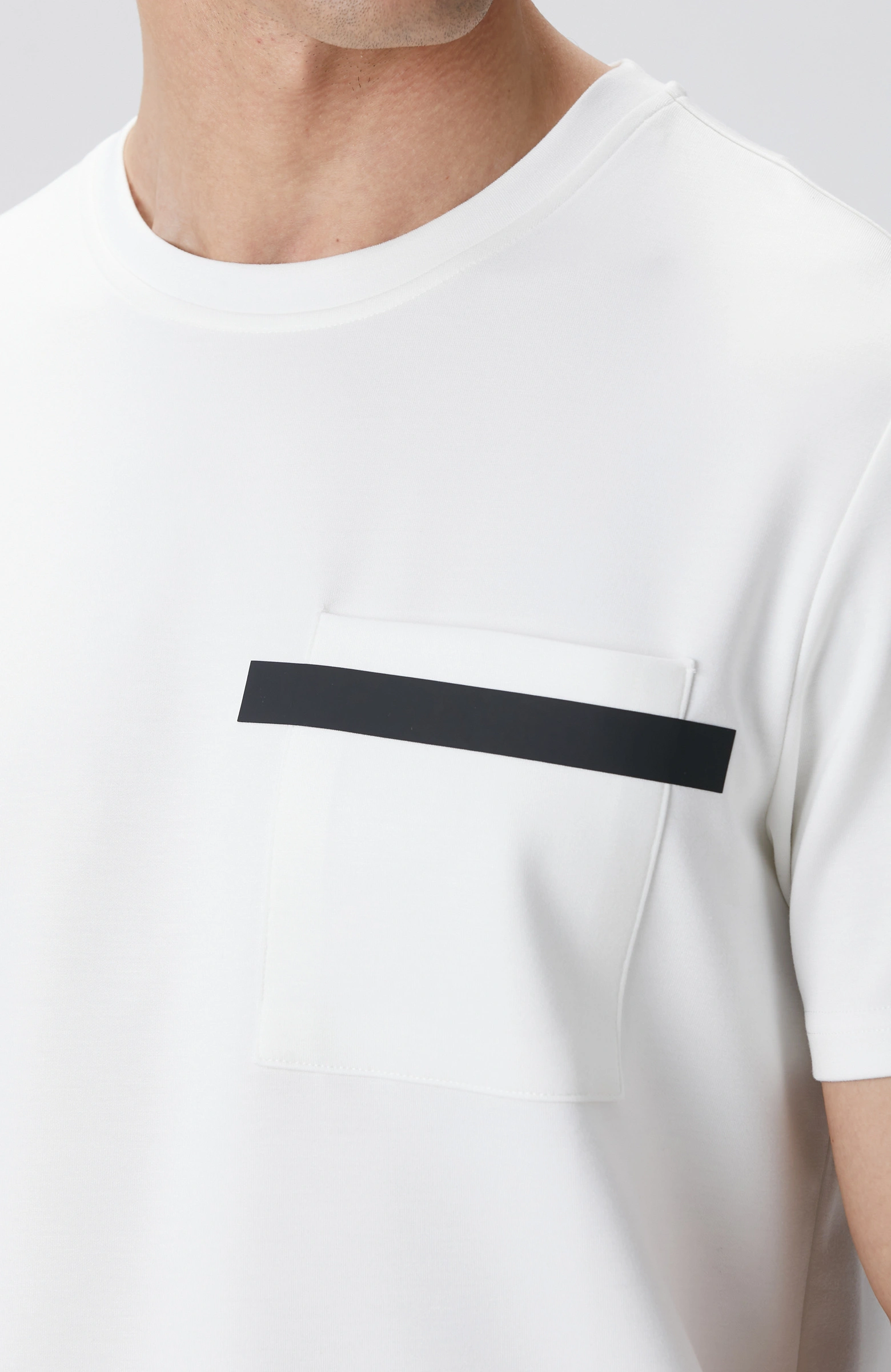 8683798803873_6 Bisiklet Yaka Beyaz Çizgi Detaylı T-Shirt Erkek - Görsel 6