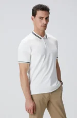 Kırık Beyaz Polo Yaka Örme T-Shirt - Görsel 11