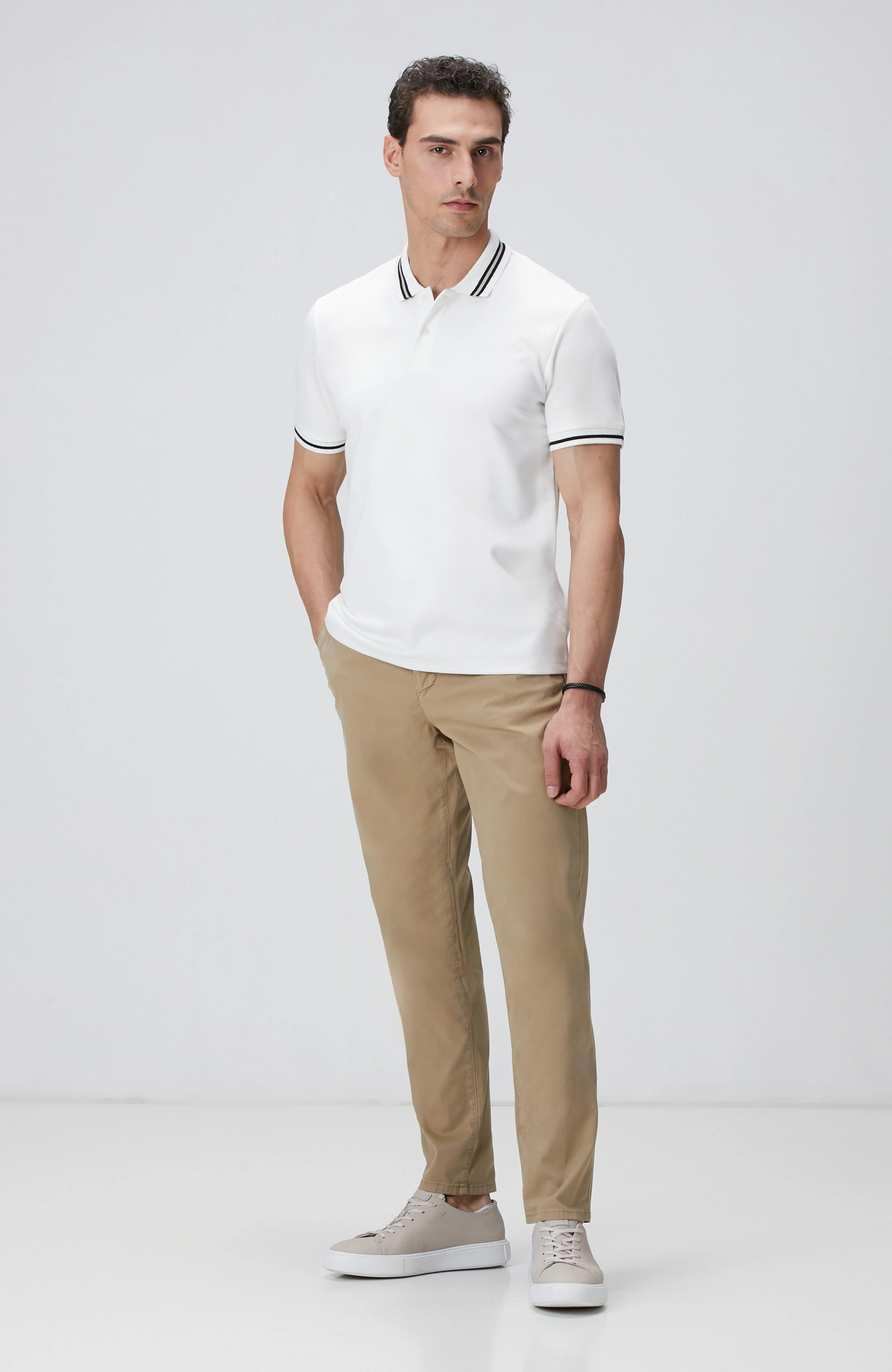 8683798803972_3 Kırık Beyaz Polo Yaka Örme T-Shirt - Görsel 13