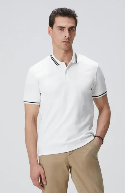Kırık Beyaz Polo Yaka Örme T-Shirt