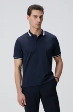 Polo Yaka Örme T-Shirt Siyah Erkek