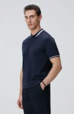 Polo Yaka Örme T-Shirt Siyah Erkek - Görsel 3