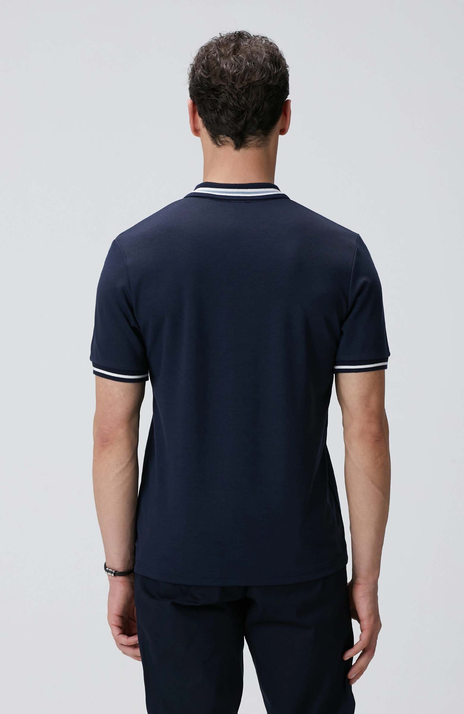 8683798804023_5 Polo Yaka Örme T-Shirt Siyah Erkek - Görsel 4