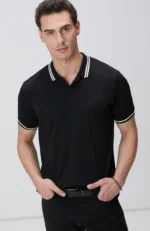 Polo Yaka Örme T-Shirt Siyah Erkek - Görsel 7