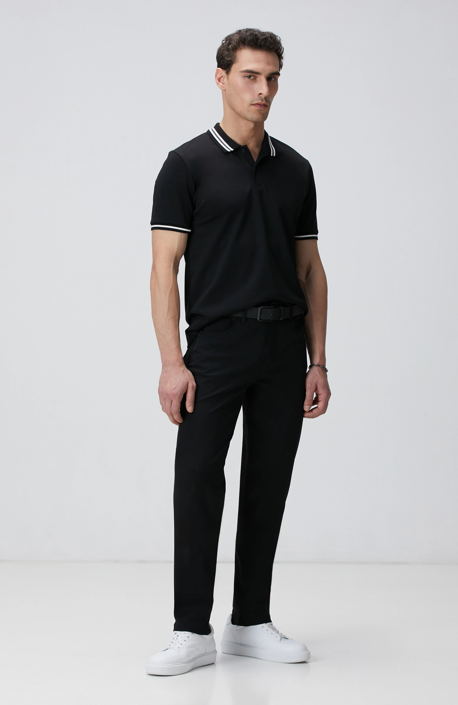 8683798804078_3 Polo Yaka Örme T-Shirt Siyah Erkek - Görsel 8