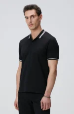 Polo Yaka Örme T-Shirt Siyah Erkek - Görsel 9