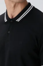 Polo Yaka Örme T-Shirt Siyah Erkek - Görsel 11