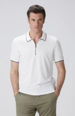 Kırık Beyaz Polo Yaka Örme T-Shirt - Görsel 4