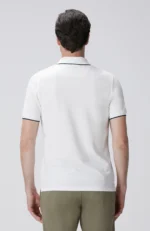 Kırık Beyaz Polo Yaka Örme T-Shirt - Görsel 7