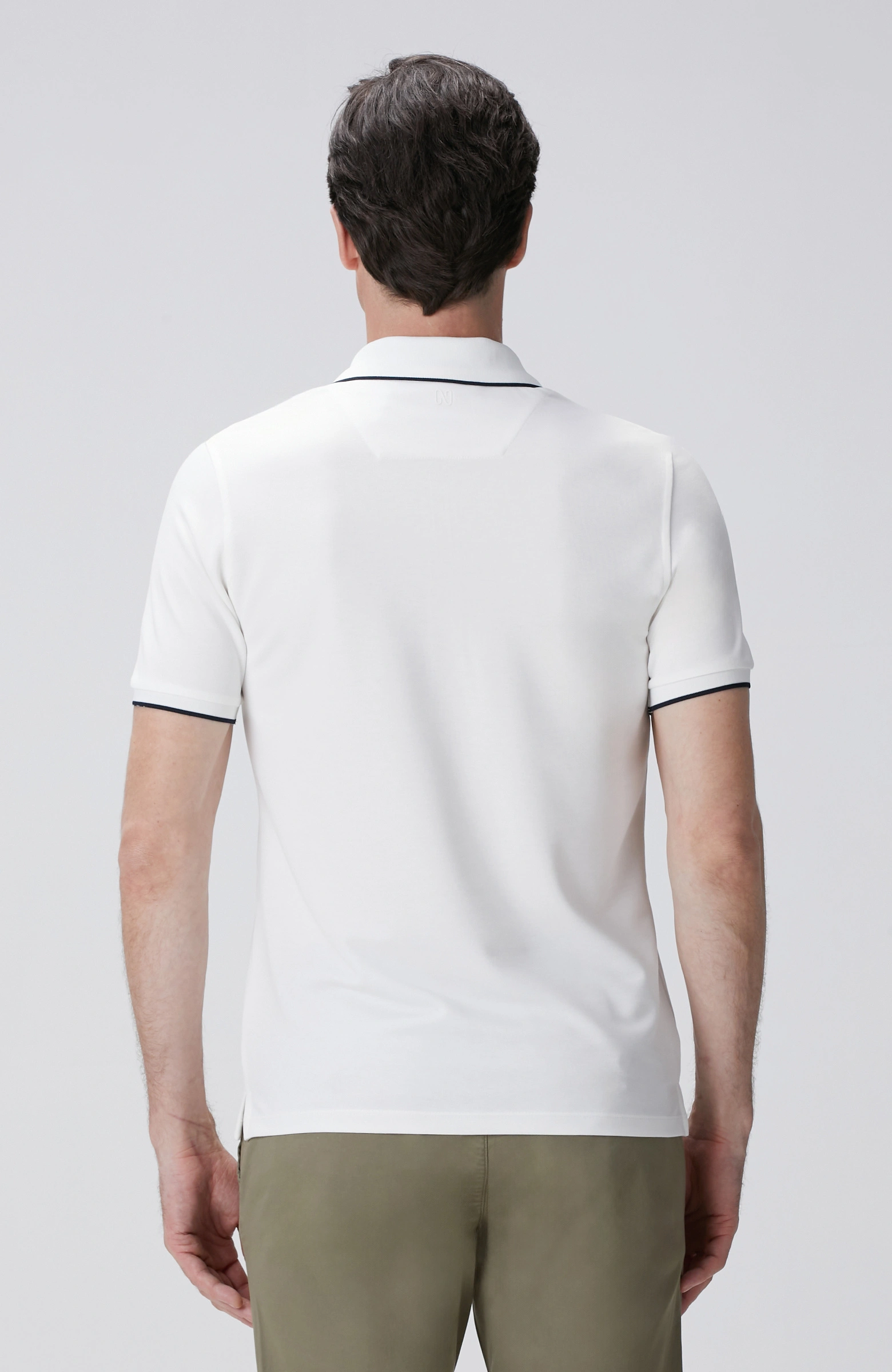 8683798804276_5 Kırık Beyaz Polo Yaka Örme T-Shirt - Görsel 7