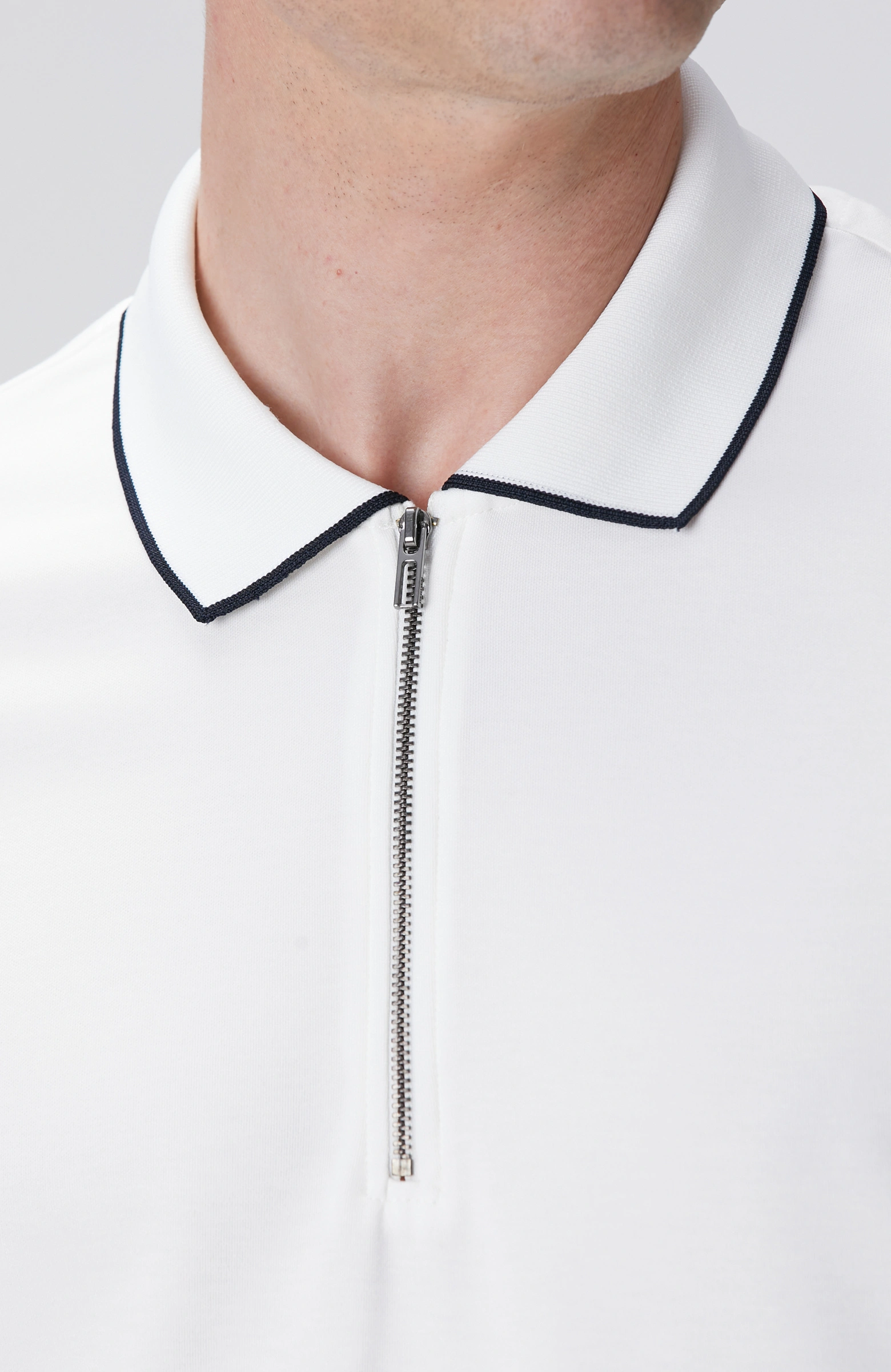 8683798804276_6 Kırık Beyaz Polo Yaka Örme T-Shirt - Görsel 8